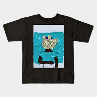 FemaleMask NFT with DoodleEye Color and DarkSkin Color - Expressionist Style Kids T-Shirt